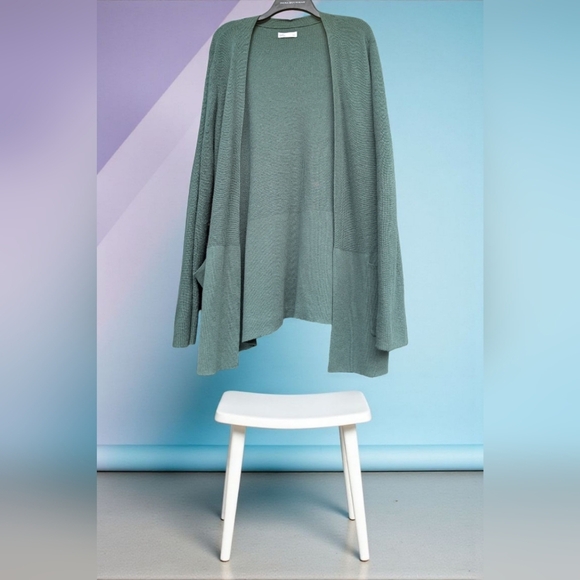 Croft & Barrow Classic Ribbed Open-Front Cardigan Maine Green, LARGE (EUC) - Picture 4 of 6